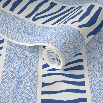 Spoonflower Pre-pasted Wallpaper Land & Sea Stripe 2' X 12' Removable