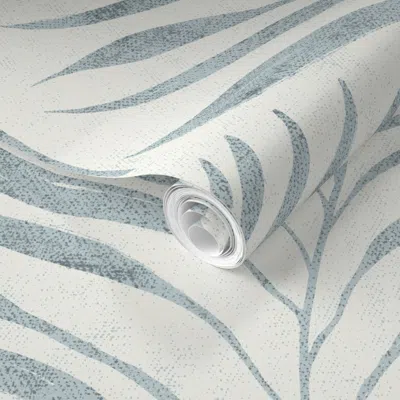 Spoonflower Pre-pasted Wallpaper Large Boho Coastal Calming Interiors-dusty Blue Japandi Baby Nursery Walls  Rem