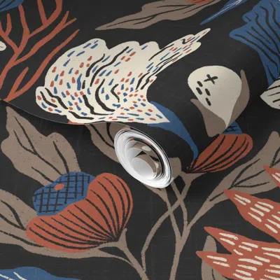 Spoonflower Pre-pasted Wallpaper Large - Calanthia- East Fork - Fall Inspired Palette - Black Mountain 2' X 12' 