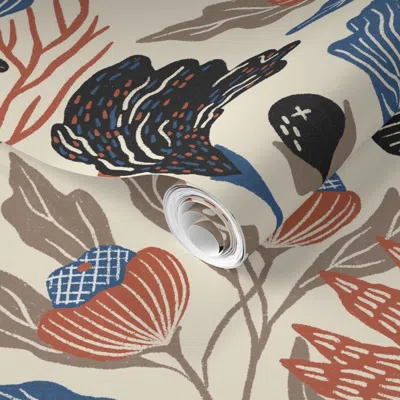 Spoonflower Pre-pasted Wallpaper Large - Calanthia- East Fork - Fall Inspired Palette - Panna Cotta 2' X 12' Rem