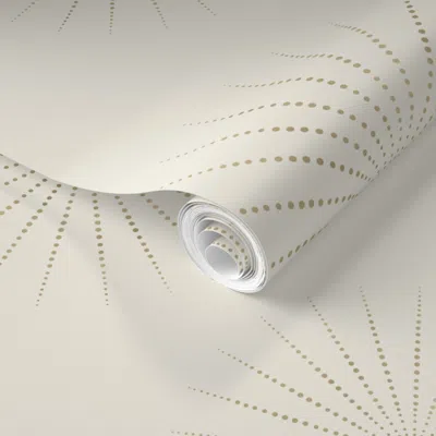 Spoonflower Pre-pasted Wallpaper Large Cream And Tan Starburst 2' X 12' Removable