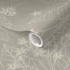 Spoonflower Pre-pasted Wallpaper Large Noni Tree On Greige Textured 2' X 12' Removable In Gray