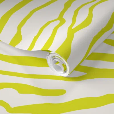 Spoonflower Pre-pasted Wallpaper Large Scale Brackenbury Beach In Citron 2' X 12' Removable
