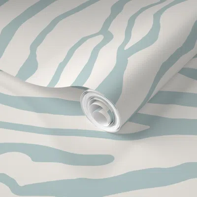 Spoonflower Pre-pasted Wallpaper Large Scale Brackenbury Beach In Palladian Blue Bacecd 2' X 12' Removable In Multi