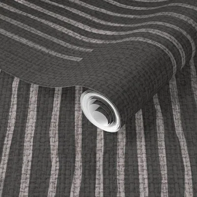 Spoonflower Pre-pasted Wallpaper Large Scale Geometrical Abstract Pattern Stripes Linen Like Graphite 2' X 12' R