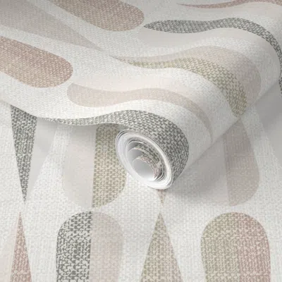 Spoonflower Pre-pasted Wallpaper Large Scale Mid Century Modern Neutral 2' X 12' Removable In Multi