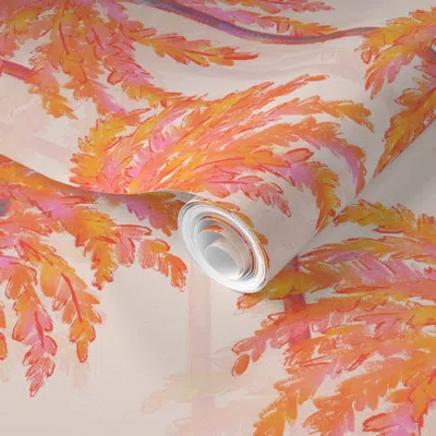 Spoonflower Pre-pasted Wallpaper Large - Sunset Palm 2' X 12' Removable
