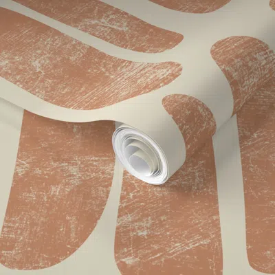 Spoonflower Pre-pasted Wallpaper (large) Wabi Sabi Japandi Minimalism Earthy Light Brown Beige White 2' X 12' Re