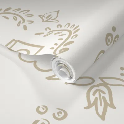 Spoonflower Pre-pasted Wallpaper Laundry Day Tan 2' X 12' Removable