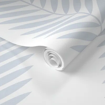 Spoonflower Pre-pasted Wallpaper Laurel Leaf Stripe Upward And White 2' X 12' Removable
