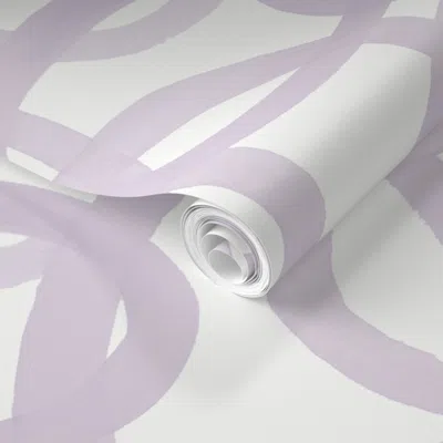 Spoonflower Pre-pasted Wallpaper Lavender Circles On White 2' X 12' Removable