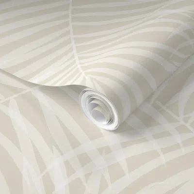 Spoonflower Pre-pasted Wallpaper Layered Palm Leaf Fronds Light Beige - Boho Farmhouse Chic - Casual Coastal 2' 
