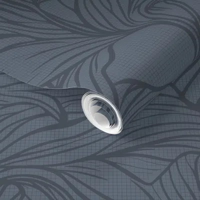 Spoonflower Pre-pasted Wallpaper Leaves Crosshatch 01 Cool Grey 2' X 12' Removable