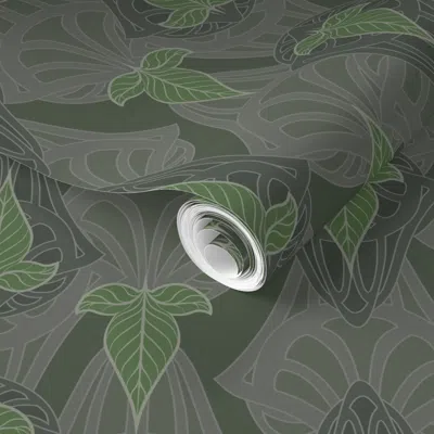 Spoonflower Pre-pasted Wallpaper Leaves Of Lorien Green Small 2' X 12' Removable