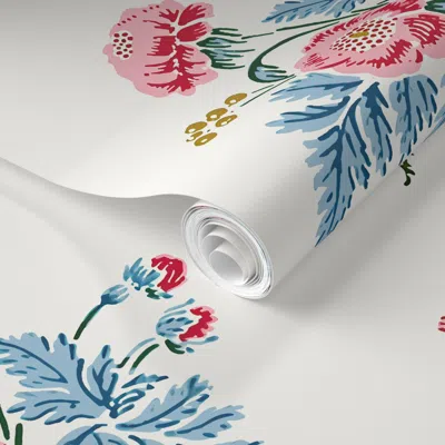 Spoonflower Pre-pasted Wallpaper Lexington Rose Rose 2' X 12' Removable