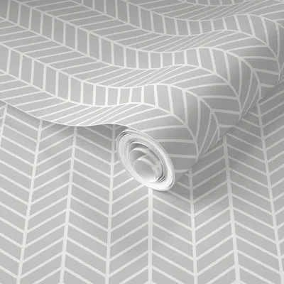 Spoonflower Pre-pasted Wallpaper Light Grey Arrow Feather Pattern 2' X 12' Removable