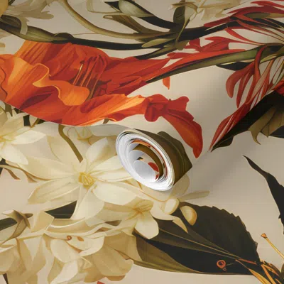 Spoonflower Pre-pasted Wallpaper Lilies With Something To Say Large 2' X 12' Removable