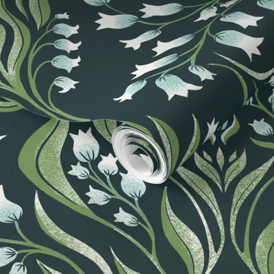 Spoonflower Pre-pasted Wallpaper Lily Of The Valley Large Scale 2' X 12' Removable