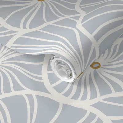Spoonflower Pre-pasted Wallpaper Lily Pad Abstract Pond Leaves French Blue Large  Removable