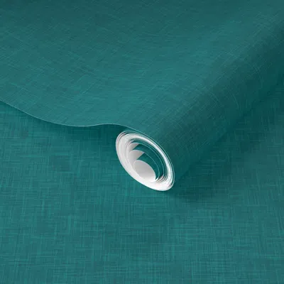 Spoonflower Pre-pasted Wallpaper Linen Aqua Marine 2' X 12' Removable