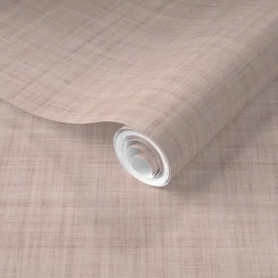 Spoonflower Pre-pasted Wallpaper Linen Look Texture - Soft Muted Pink - Classic Plain Solid 2' X 12' Removable