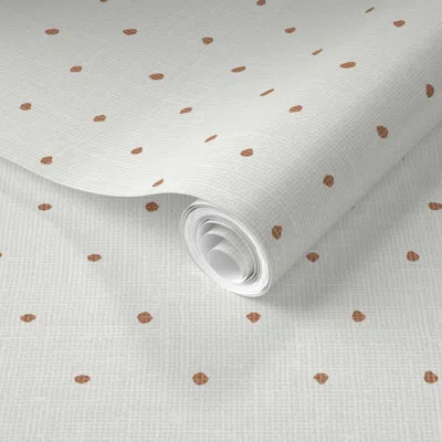 Spoonflower Pre-pasted Wallpaper Linen Pin Dots Sienna  Removable