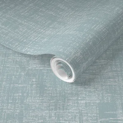 Spoonflower Pre-pasted Wallpaper Linen Texture Turquoise 2' X 12' Removable