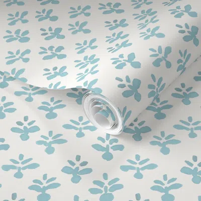 Spoonflower Pre-pasted Wallpaper Little Leaves Celadon 2' X 12' Removable