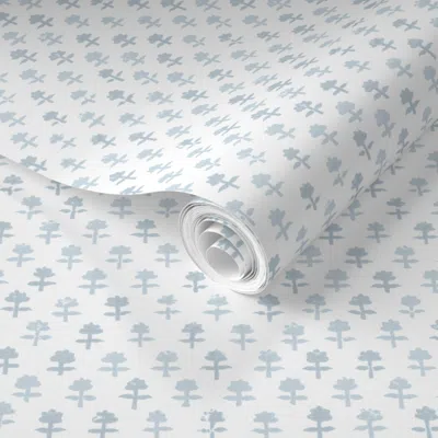 Spoonflower Pre-pasted Wallpaper Lucy Soft Blues 2' X 12' Removable