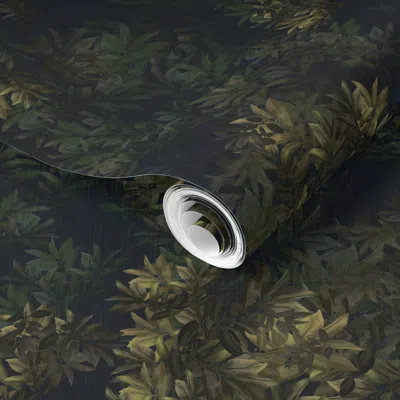 Spoonflower Pre-pasted Wallpaper Lush Evergreen Dark Moody English Estate House Interior In The Woods Dark 2' X 