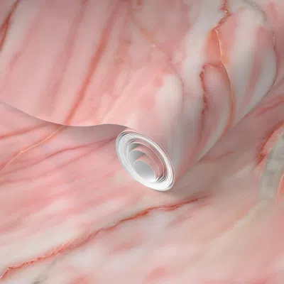 Spoonflower Pre-pasted Wallpaper Luxury Abstract Pink Vein Elegant Marble Stone 2' X 12' Removable