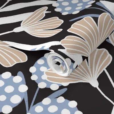 Spoonflower Pre-pasted Wallpaper Lydia (black And Pink)  Removable