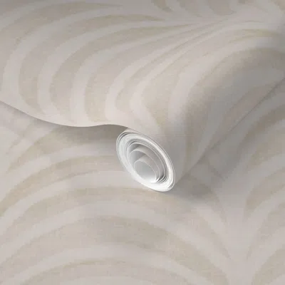 Spoonflower Pre-pasted Wallpaper M / Art Deco Subtle Leaf Arch Scallop / Coastal Boho Neutral Sand Beige  Remova