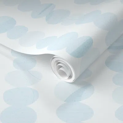 Spoonflower Pre-pasted Wallpaper (m) Coastal Calm Stacked Pebble Stones - Light Blue 2' X 12' Removable