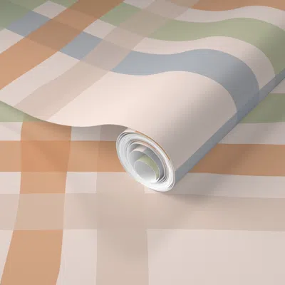 Spoonflower Pre-pasted Wallpaper M. Cream White Pastel Plaid Medium Scale 2' X 12' Removable