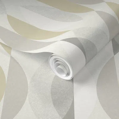 Spoonflower Pre-pasted Wallpaper M Mid Century Modern Greys Beige Khaki Browns White Neutral Earth Color 2' X 12