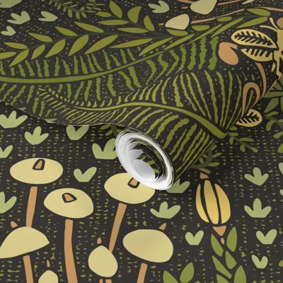 Spoonflower Pre-pasted Wallpaper Macro Moss With Fairyflies - Large 2' X 12' Removable In Green
