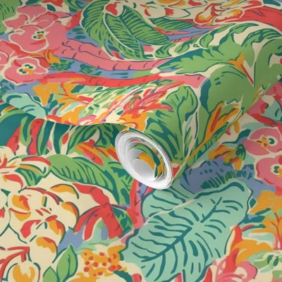 Spoonflower Pre-pasted Wallpaper Made For Maui 2' X 12' Removable