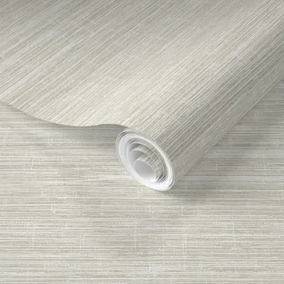 Spoonflower Pre-pasted Wallpaper Magnolia Way Latte/white Linen Grasscloth 2' X 12' Removable