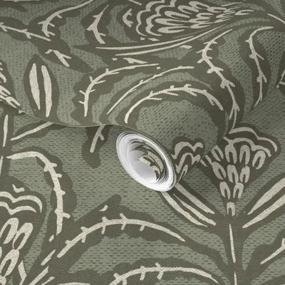 Spoonflower Pre-pasted Wallpaper Maisey Denim Jade 2' X 12' Removable