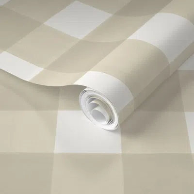 Spoonflower Pre-pasted Wallpaper Manchester Tan On Cream Painted Plaid  Removable