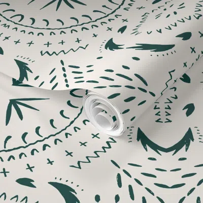 Spoonflower Pre-pasted Wallpaper Mandala Marine Light 2' X 12' Removable In Multi