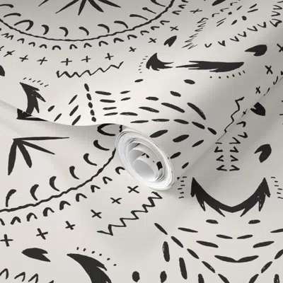 Spoonflower Pre-pasted Wallpaper Mandala Tile Light 2' X 12' Removable In Multi