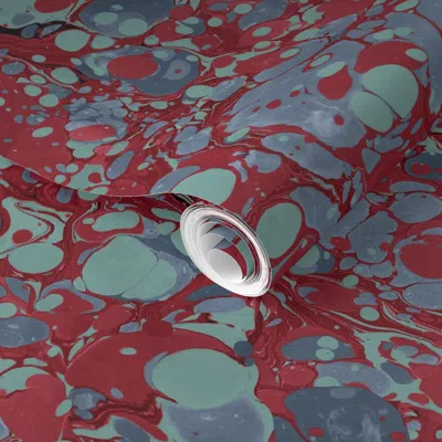 Spoonflower Pre-pasted Wallpaper Marbled 2antiqued Endpaper Copy 2' X 12' Removable