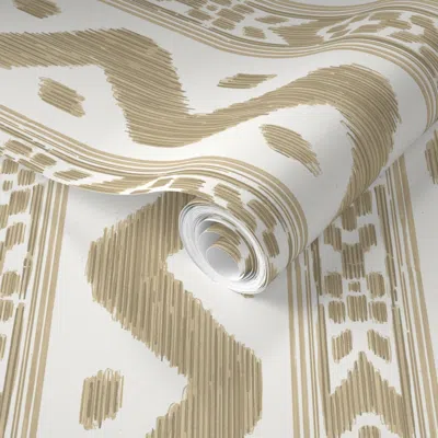 Spoonflower Pre-pasted Wallpaper Mariah Ikat Andrea 1 On Almost White  Removable