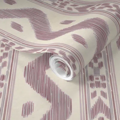 Spoonflower Pre-pasted Wallpaper Mariah Ikat Black Cherry 2' X 12' Removable