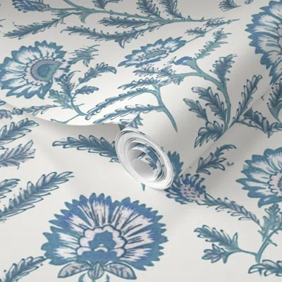 Spoonflower Pre-pasted Wallpaper Marigold Medley Delft 2' X 12' Removable