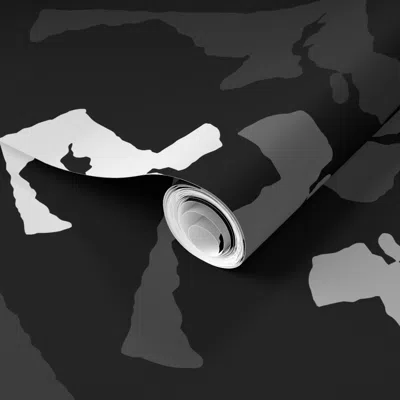 Spoonflower Pre-pasted Wallpaper Maryland State Shape Pattern Black And White  Removable