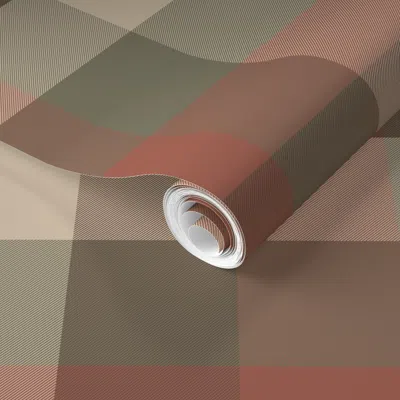 Spoonflower Pre-pasted Wallpaper Masculine Dark Moody Brown & Red Plaid Home Office Or Baby Boy Nursery Room 2' 