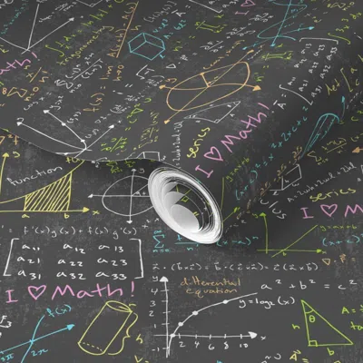 Spoonflower Pre-pasted Wallpaper Math Lessons 2' X 12' Removable